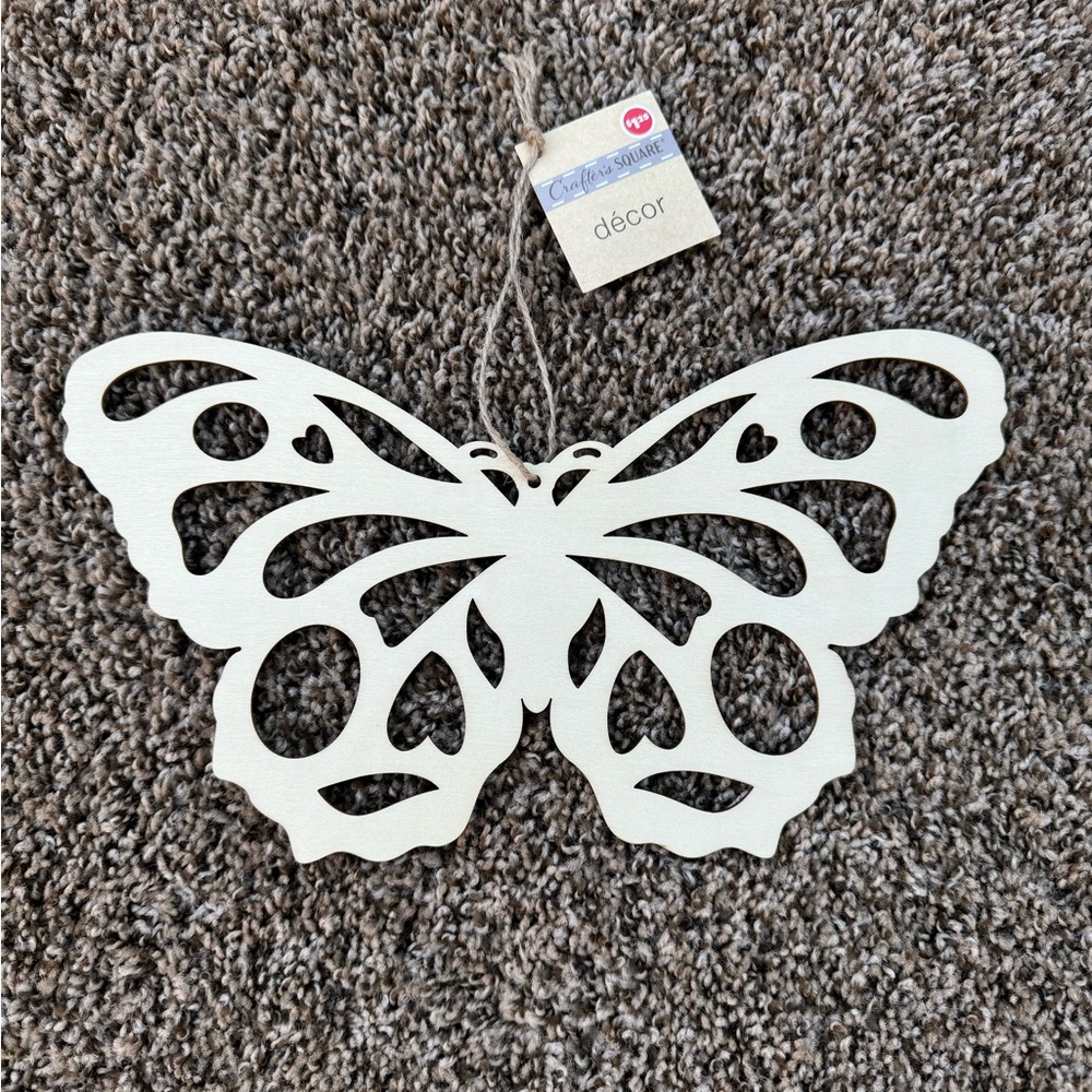 Crafter's Square Hanging Wood Embellished DIY Hanging Decor, Butterfly Set of 8